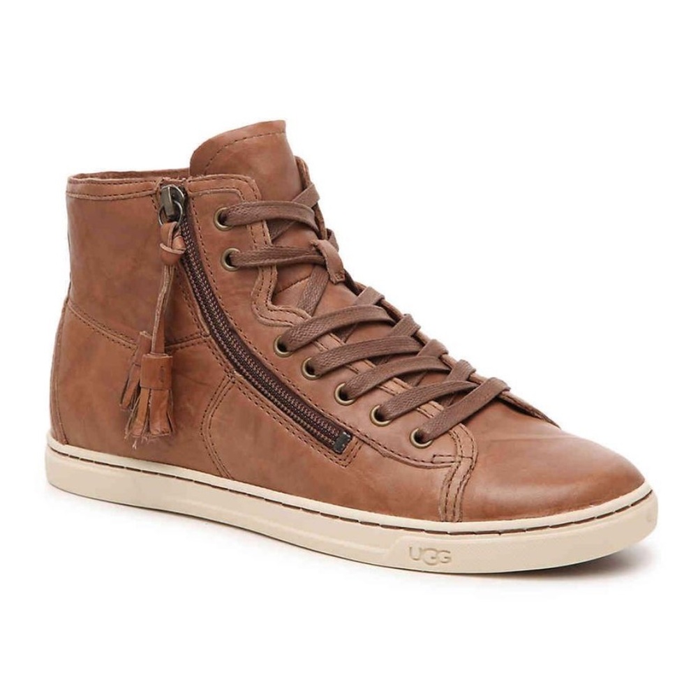 UGG BLANEY TASSEL HIGH TOP AGED LEATHER SNEAKERS 6